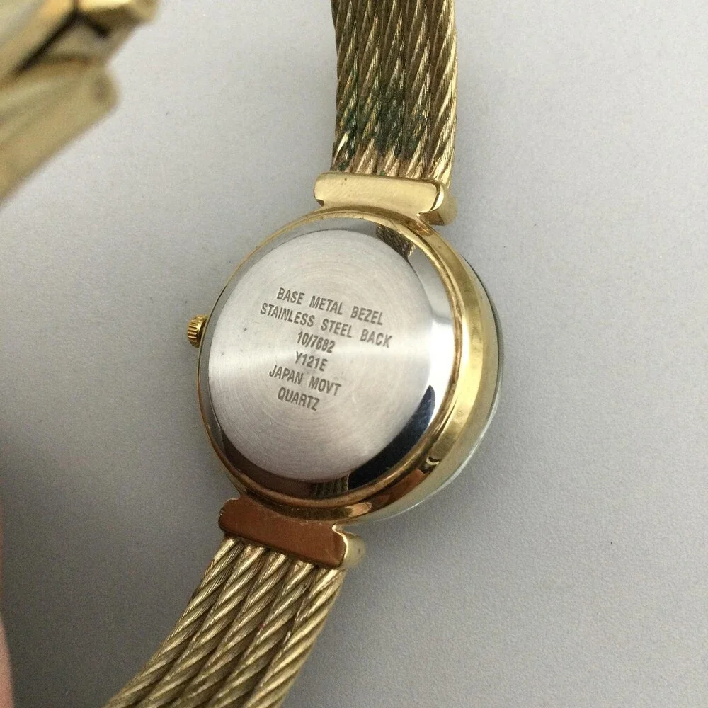 Anne Klein Womens Watch 26mm Diamond Faceted Gold Cable Band New Battery 6.75